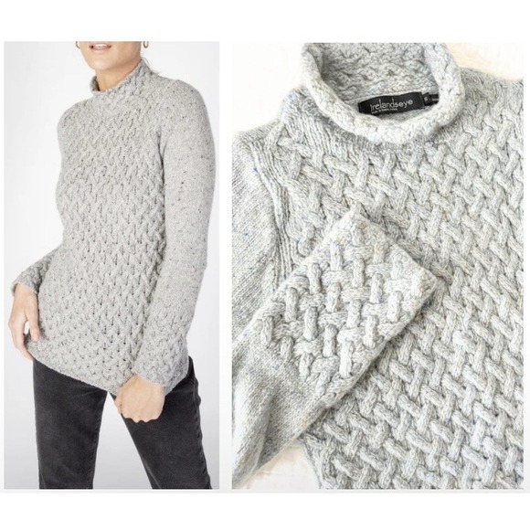 Irelandseye Sweaters - Irelandseye Wool Cashmere Trellis Sweater Womens Sm Blue Fisherman $167 Retail!